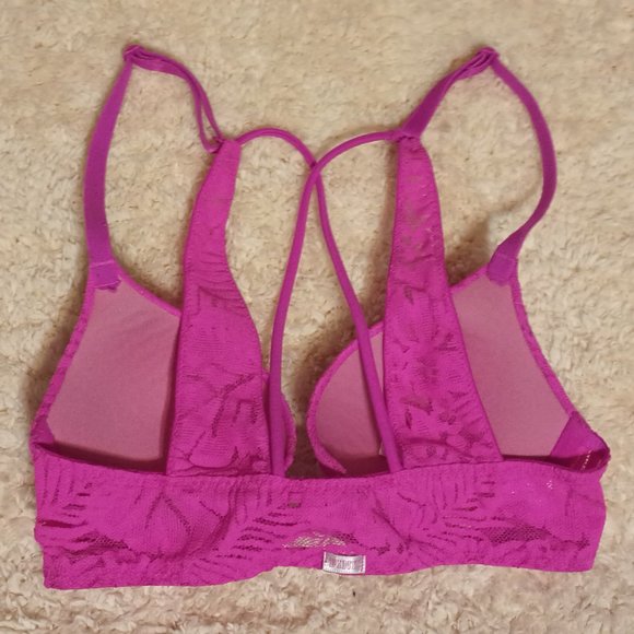 GUC ~ Victoria Secret PINK Lined & Padded Lacey Push-Up Bra (Size: 32A) - Picture 2 of 8